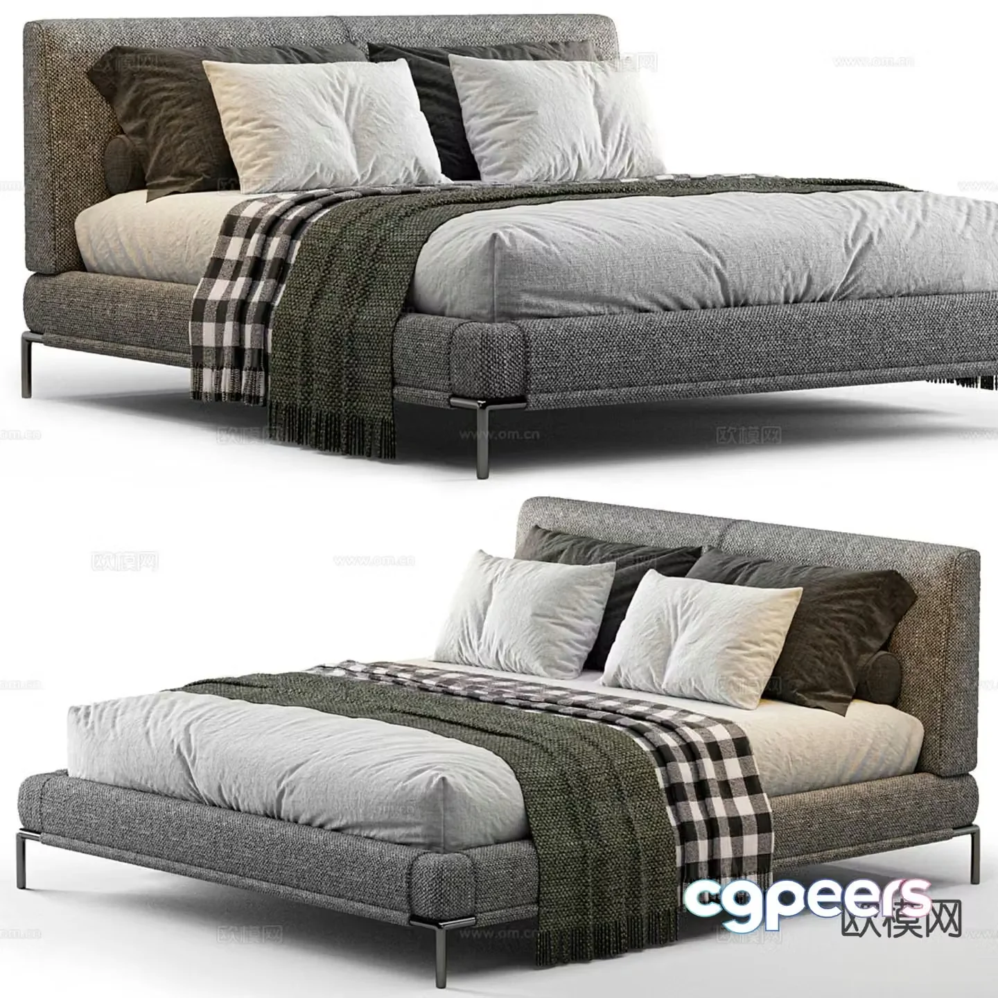 Italian double bed 3d model