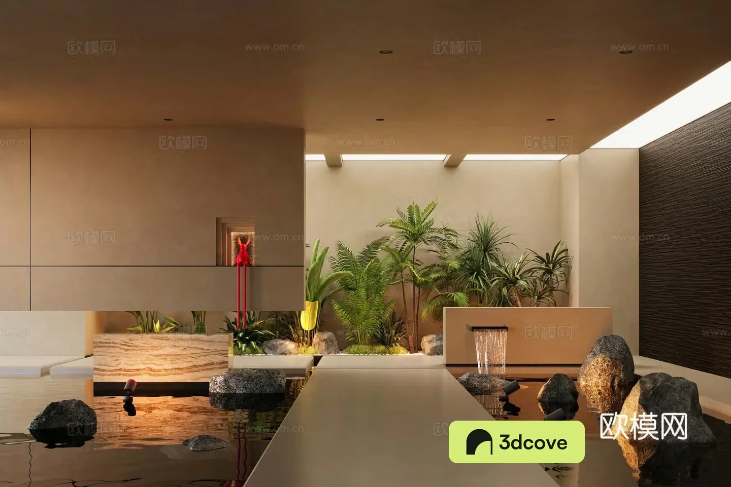 Modern indoor landscape landscaping water feature flowing water landscape fountain