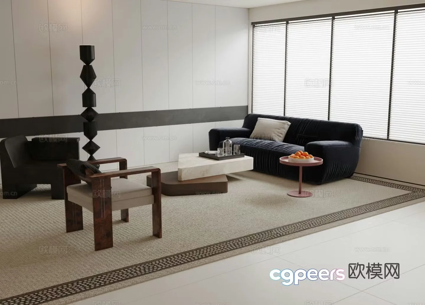Medieval style modular sofa 3D model