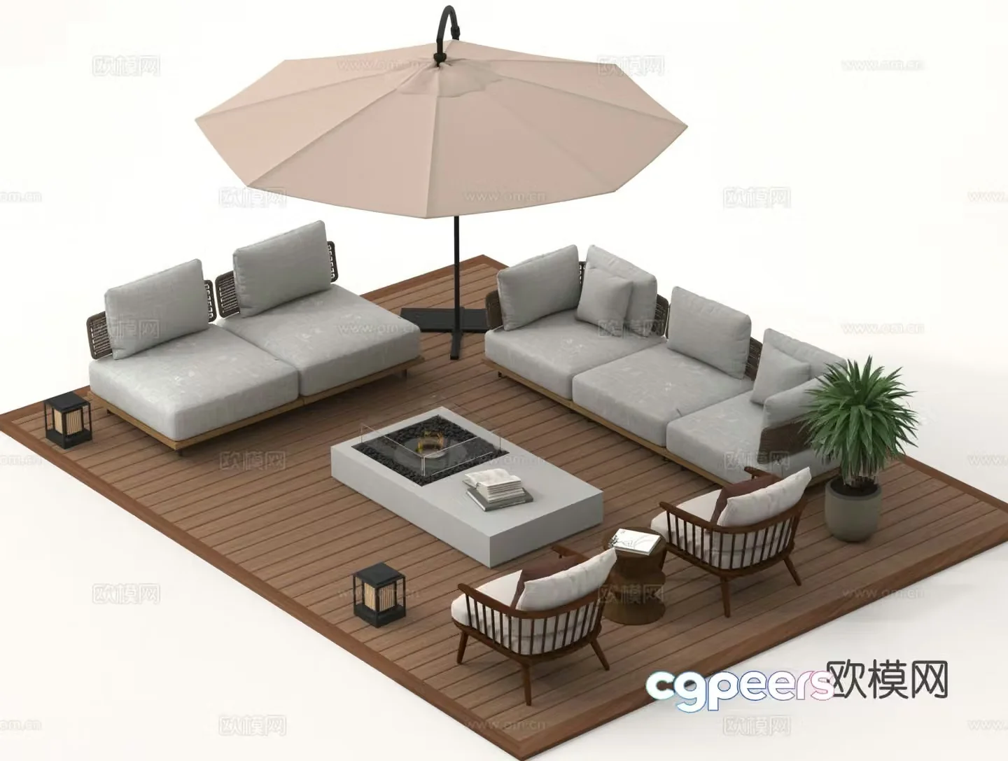 Outdoor sofa modular sofa 3d model