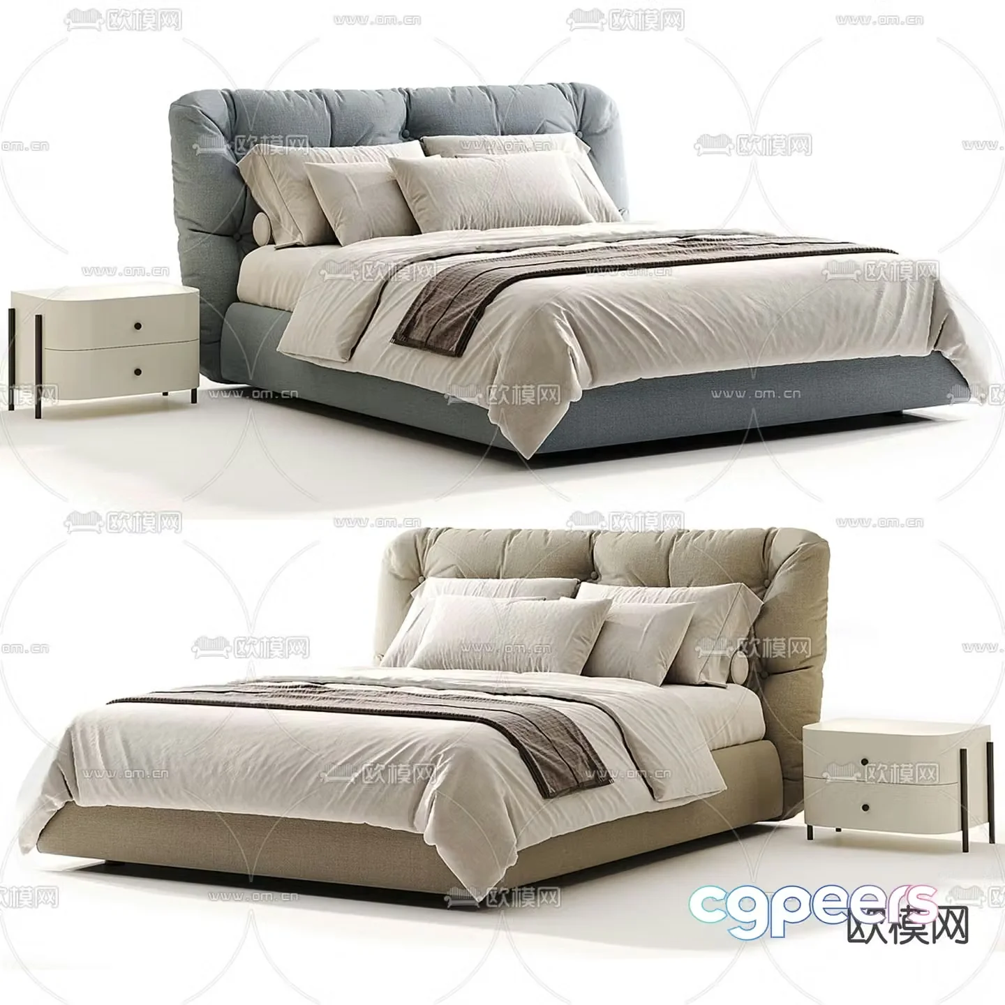 Modern double bed 3d model