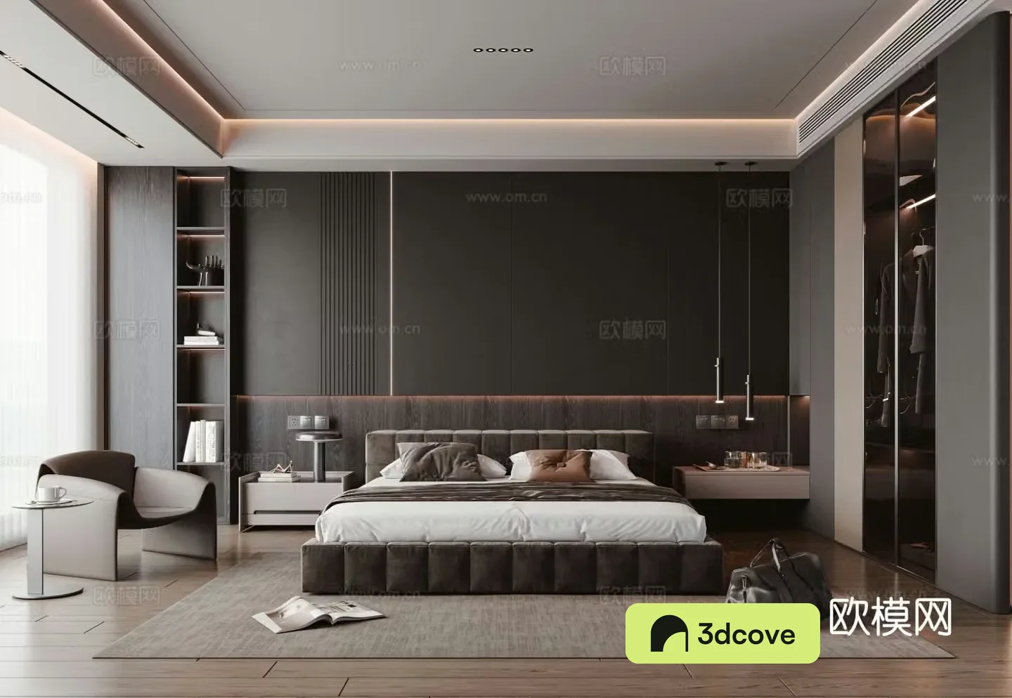 Modern premium gray bedroom Italian bedroom