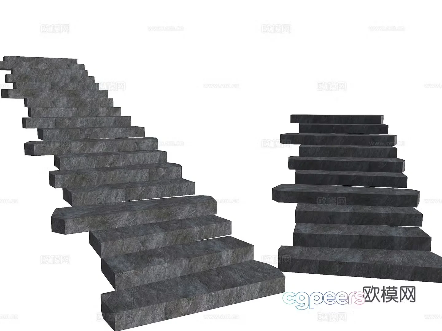 Bluestone slab steps Park slab old stone slab steps Rural wool stone slab steps Natural stone slab steps 3D model