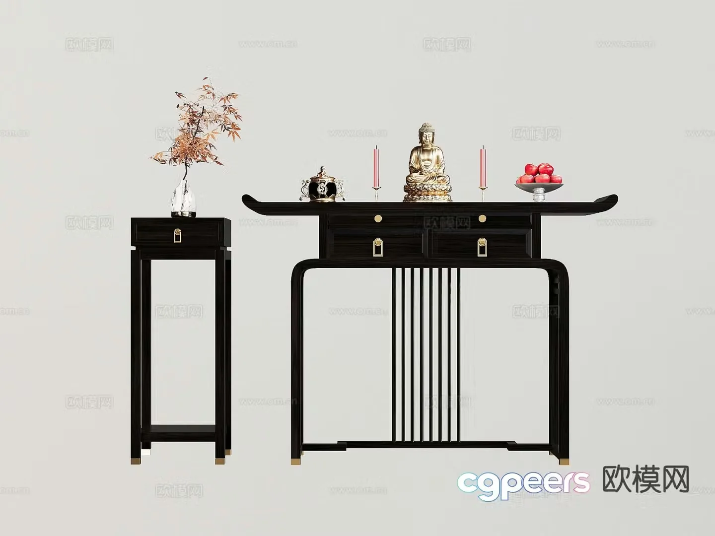 Chinese Buddhist altar tribute table tribute table Buddhist niche 3D model