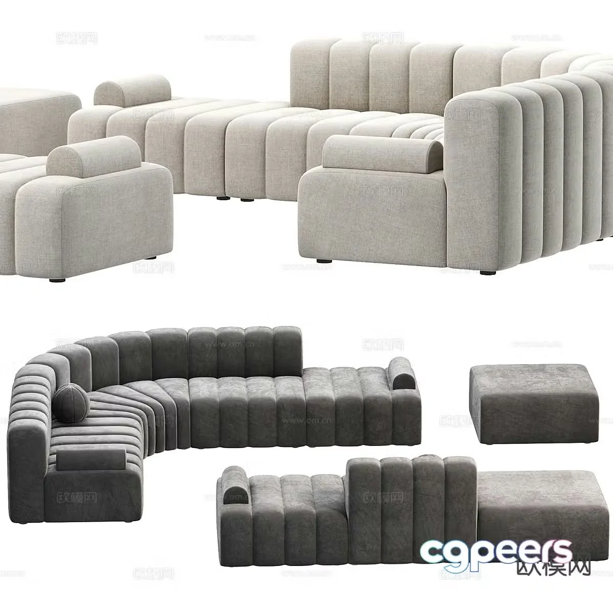 Modern multi-seater sofa corner sofa 3d model