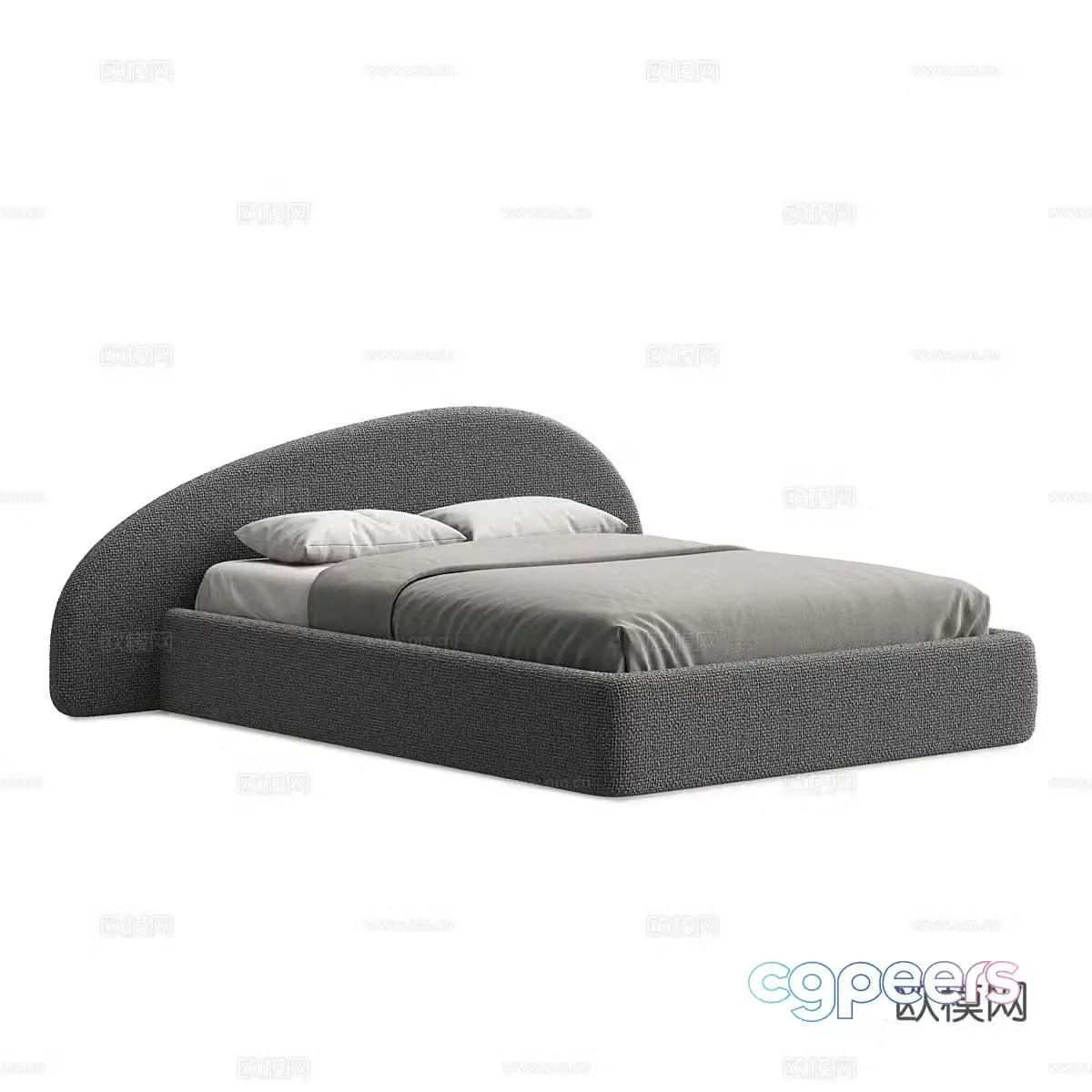 Modern simple double bed Double bed Simple bed Bedroom bed Pillow 3D model