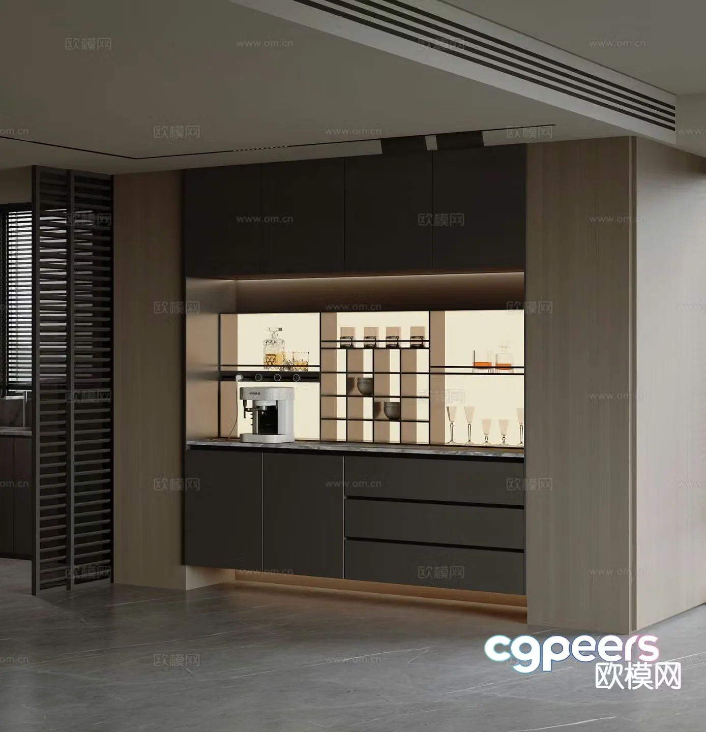Italian sideboard wine cabinet 3d model