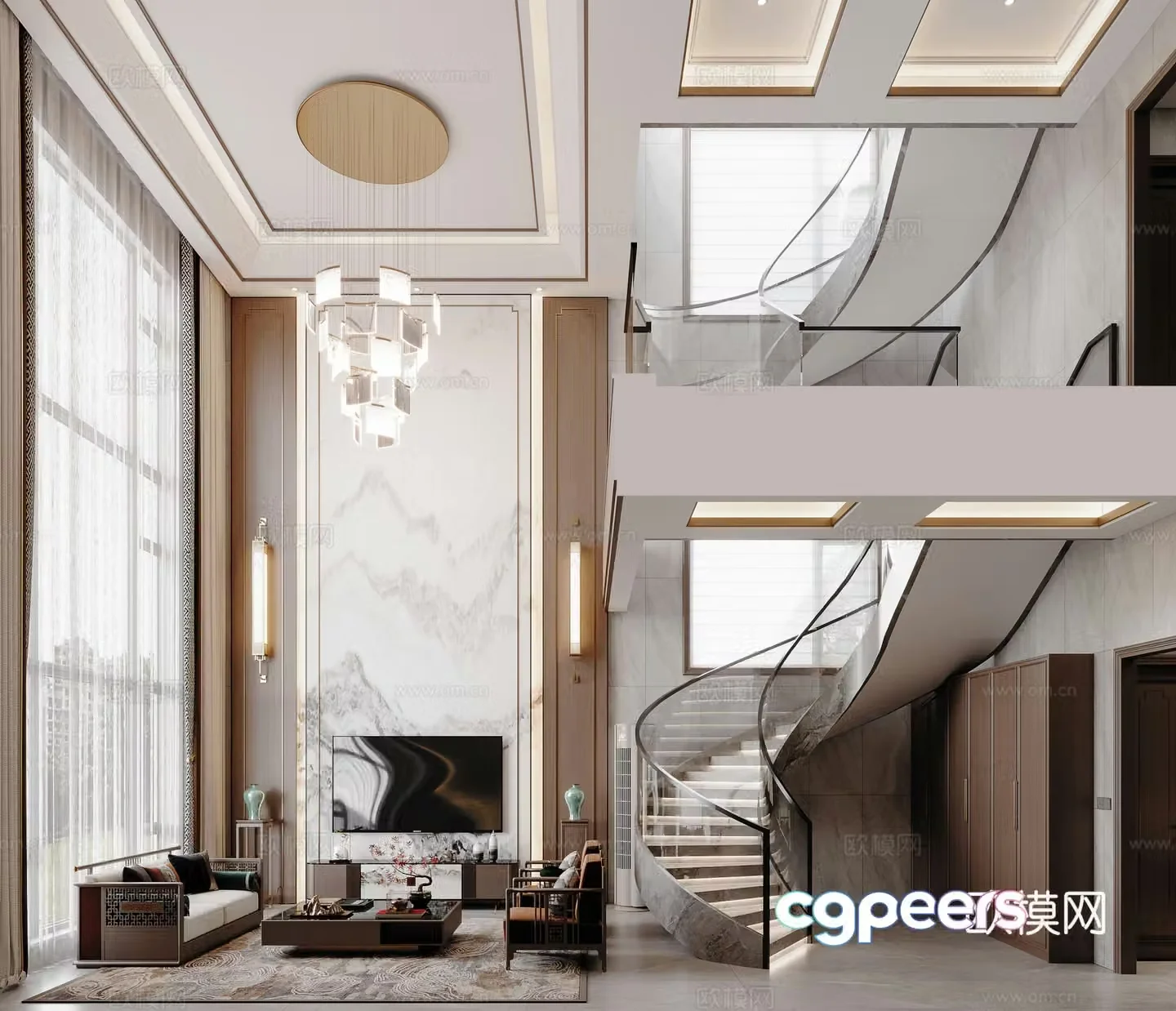 Villa living room entrance 3d model