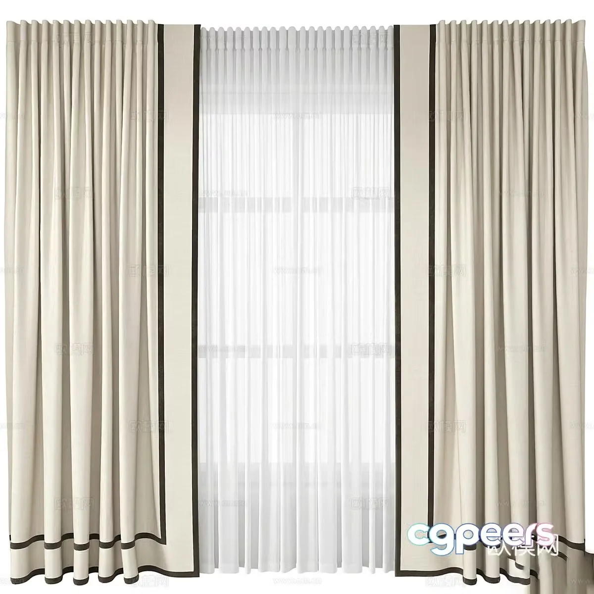 New Chinese style fabric curtain 3D model