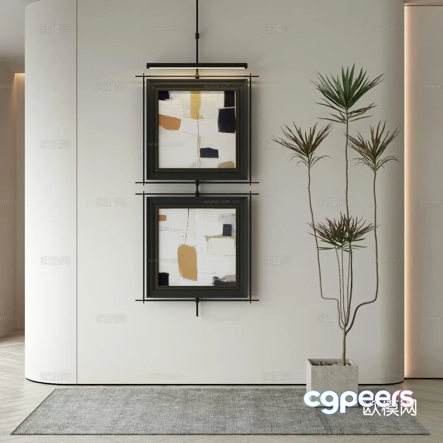 Modern texture painting decorative painting 3d model