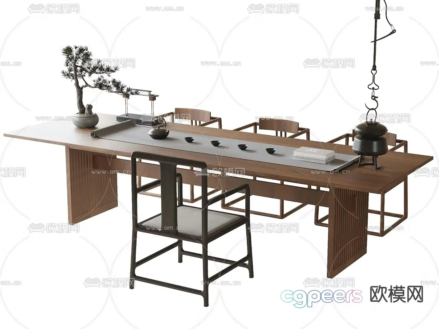 New Chinese style tea table and chairs dining chairs tea table 3d model