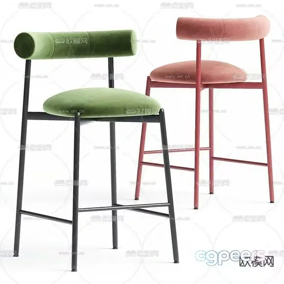 Two Bar Stools 3D Model – 8921 – CORONA Render