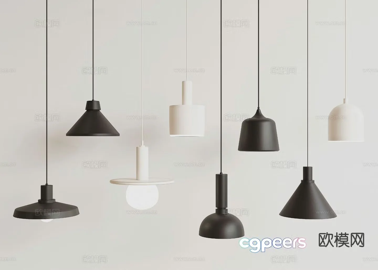 Italian minimalist small chandelier 3D model
