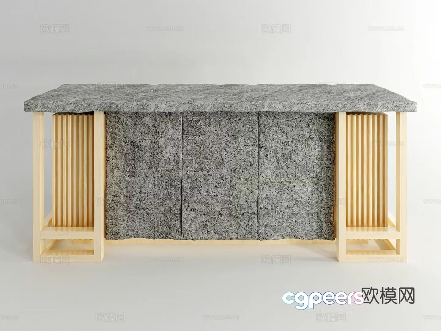 wabi-sabi front desk reception desk service desk 3d model