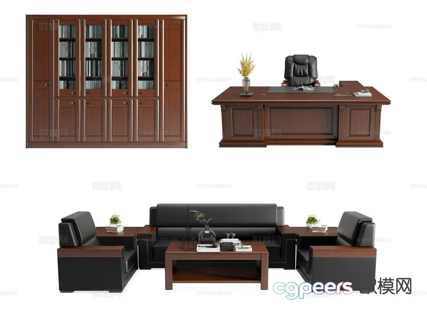 Modern executive desk and chair boss desk and chair 3d model