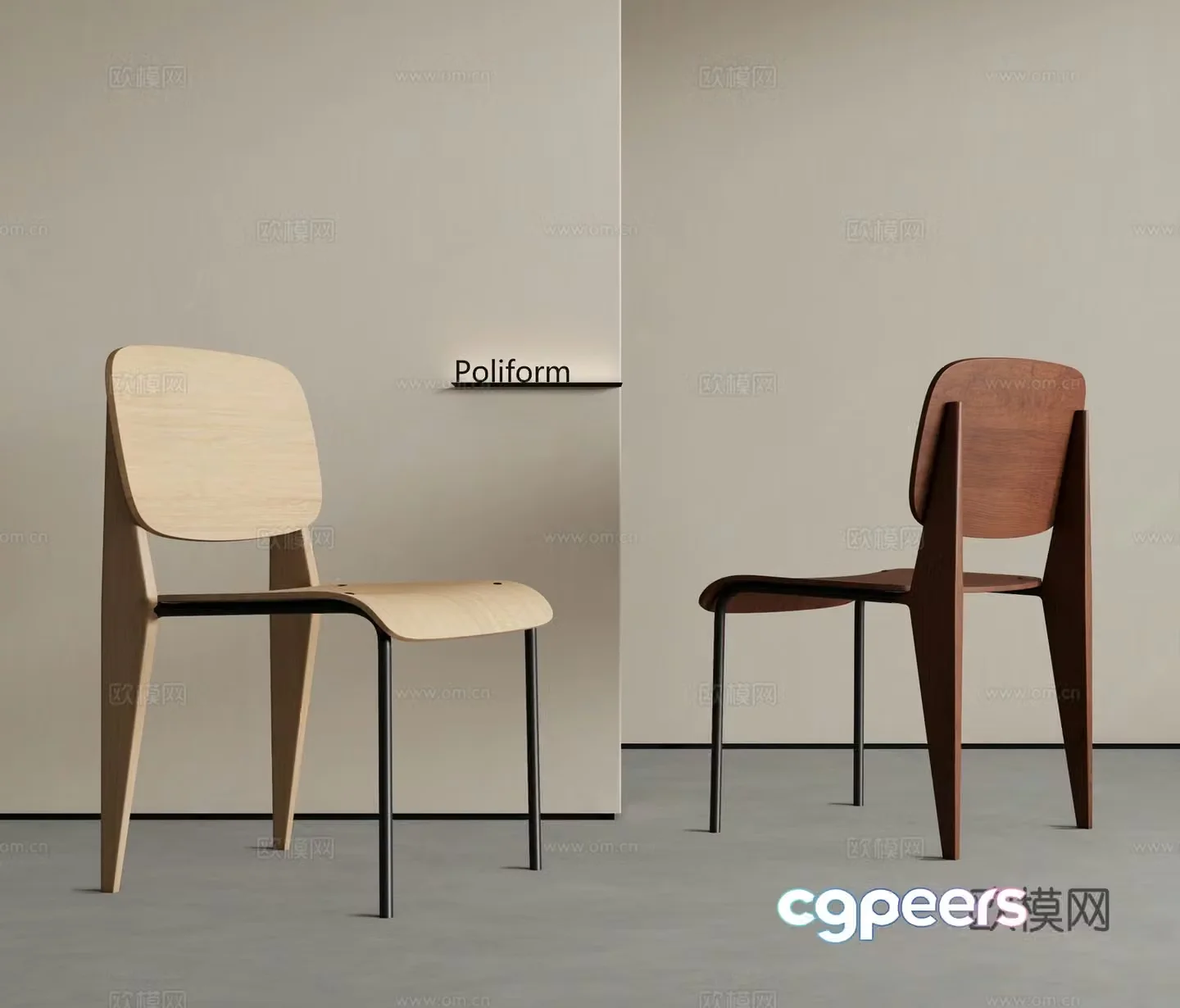 Nordic log dining chair wooden chair medieval dining chair solid wood chair backrest chair leisure chair 3d model