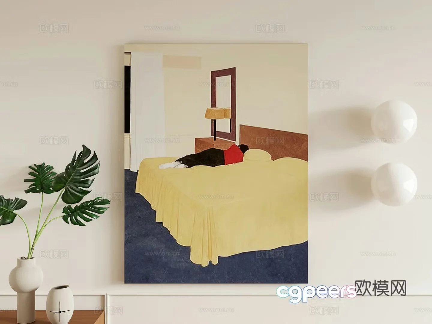 Modern Bauhaus decorative painting 3d model