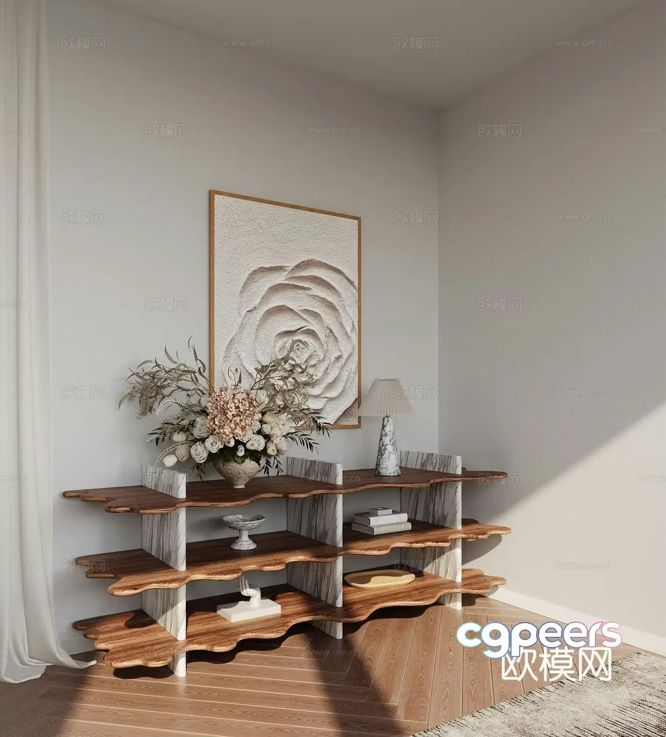 French entryway cabinet side cabinet 3d model