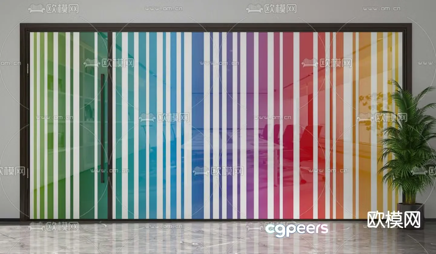 Office door Glass partition High partition 3d model