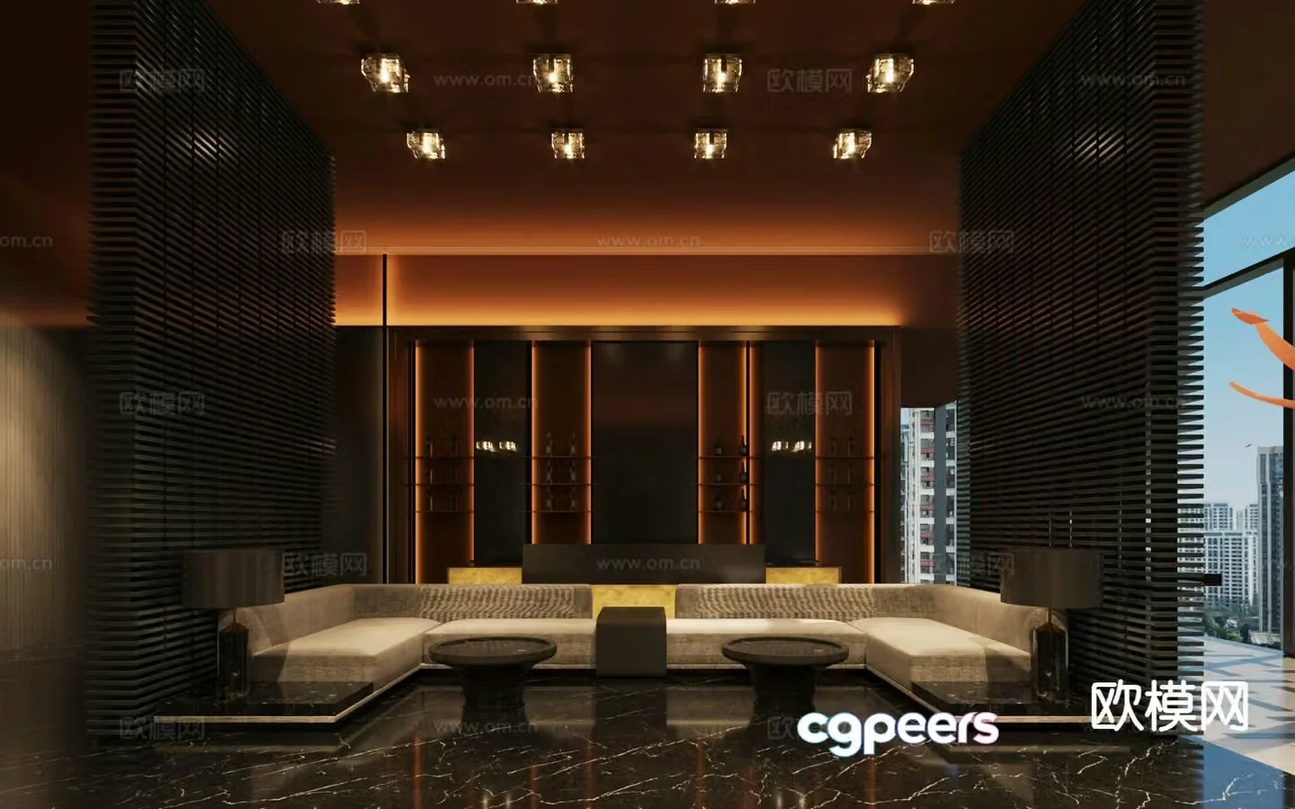 New Chinese style seating area Hotel leisure waiting area 3D model