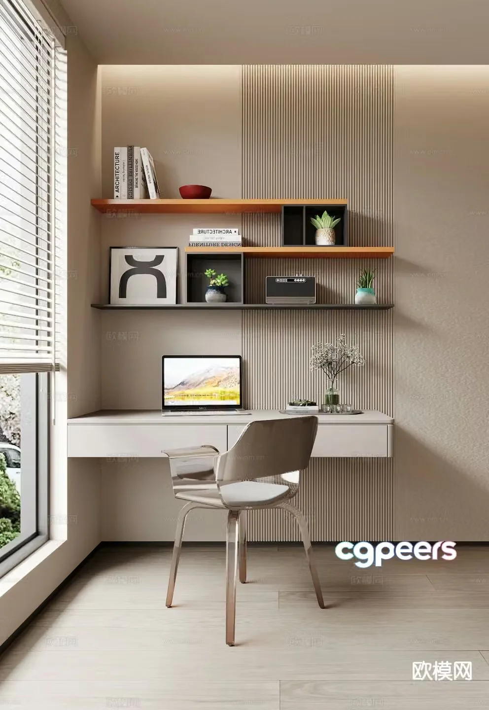 modern desk writing desk 3d model