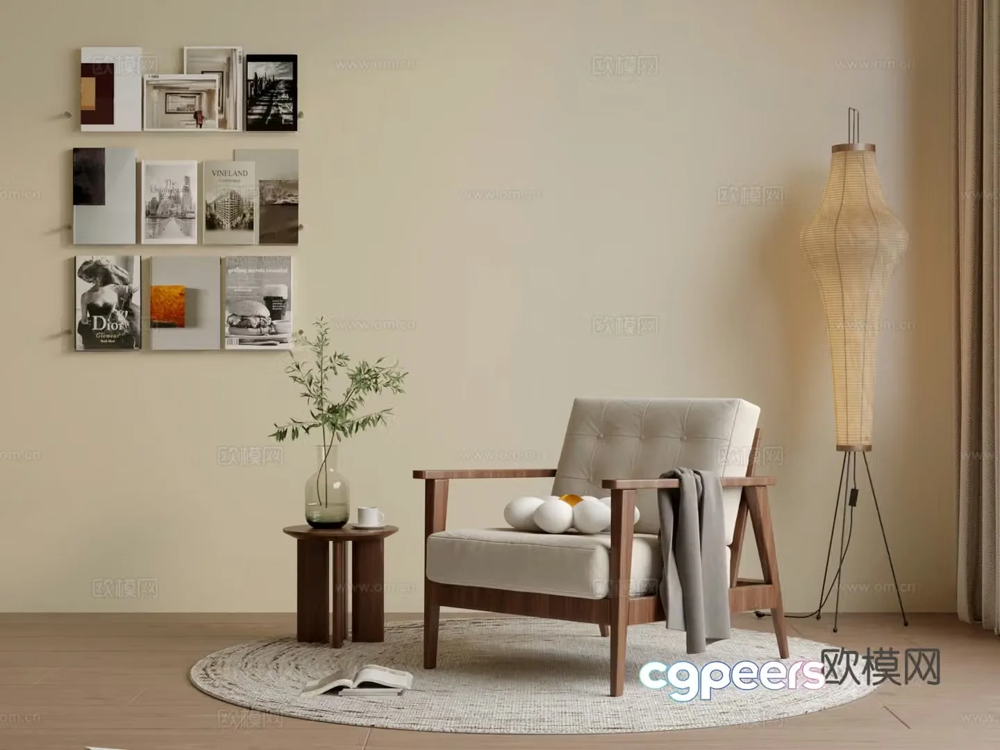 Medium style casual single chair 3D model