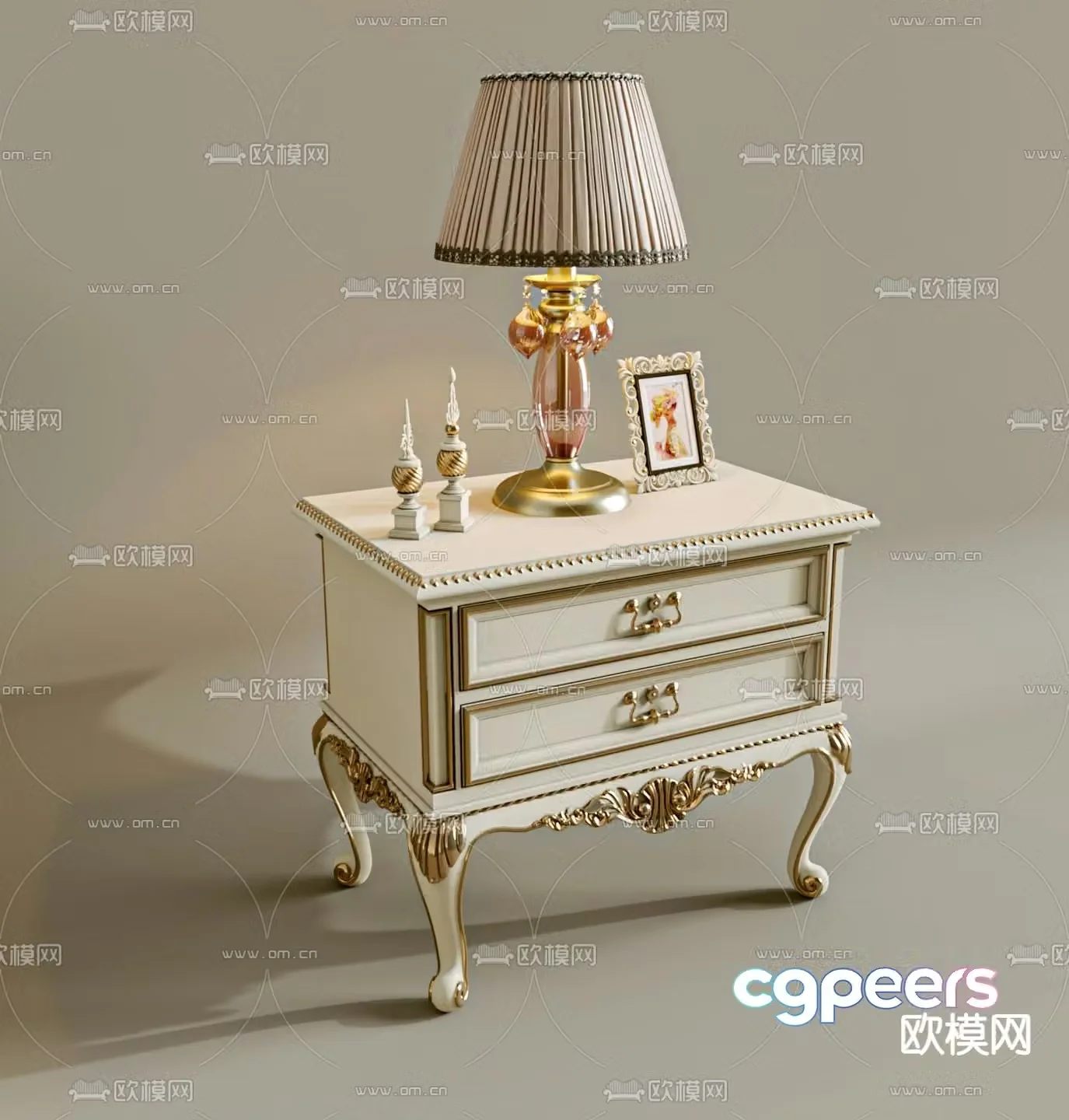 Simple European bedside table 3d model