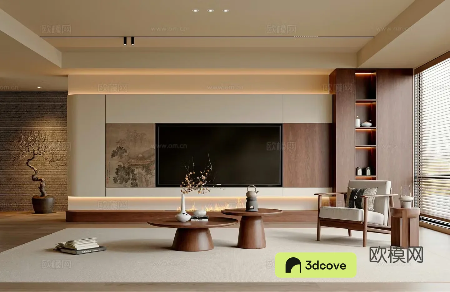 New Chinese style Song style living room Chinese style living room TV cabinet coffee table leisure chair