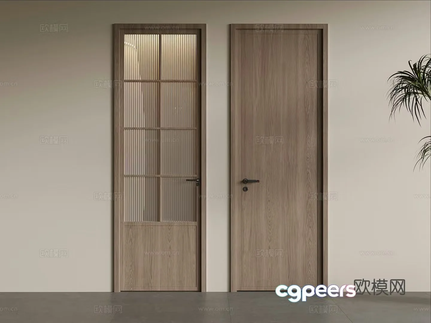 Single-open door Jijifeng Single-open door Glass door Bedroom door 3D model