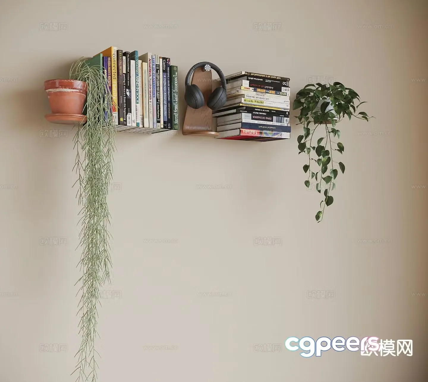 Modern jewelry books potted plants 3D model