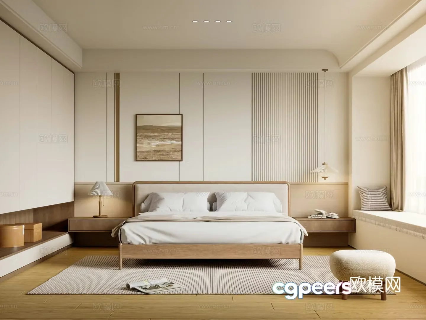 Nordic bedroom master bedroom 3d model