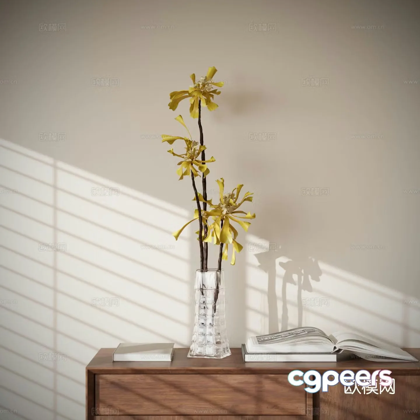 Modern floral ornaments vase aquatic plants 3d model