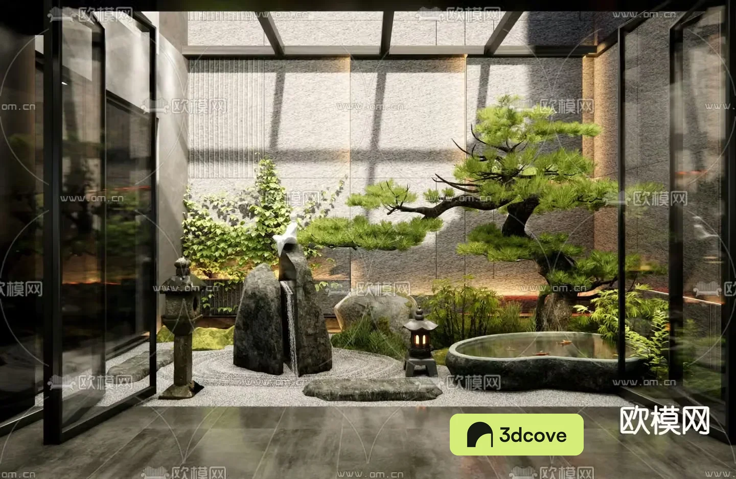 New Chinese style lighting patio courtyard sketch