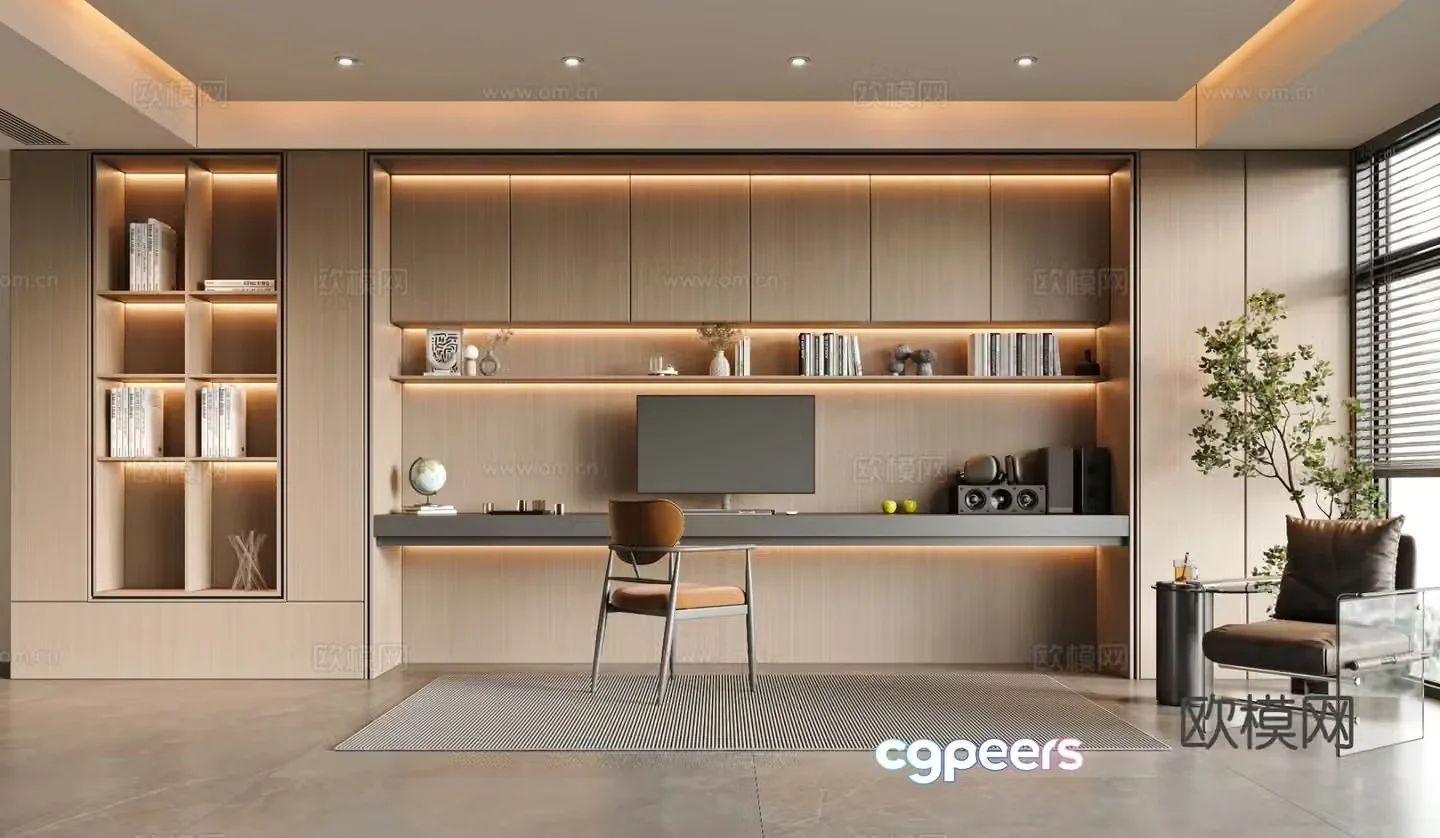 Modern study room 3d model
