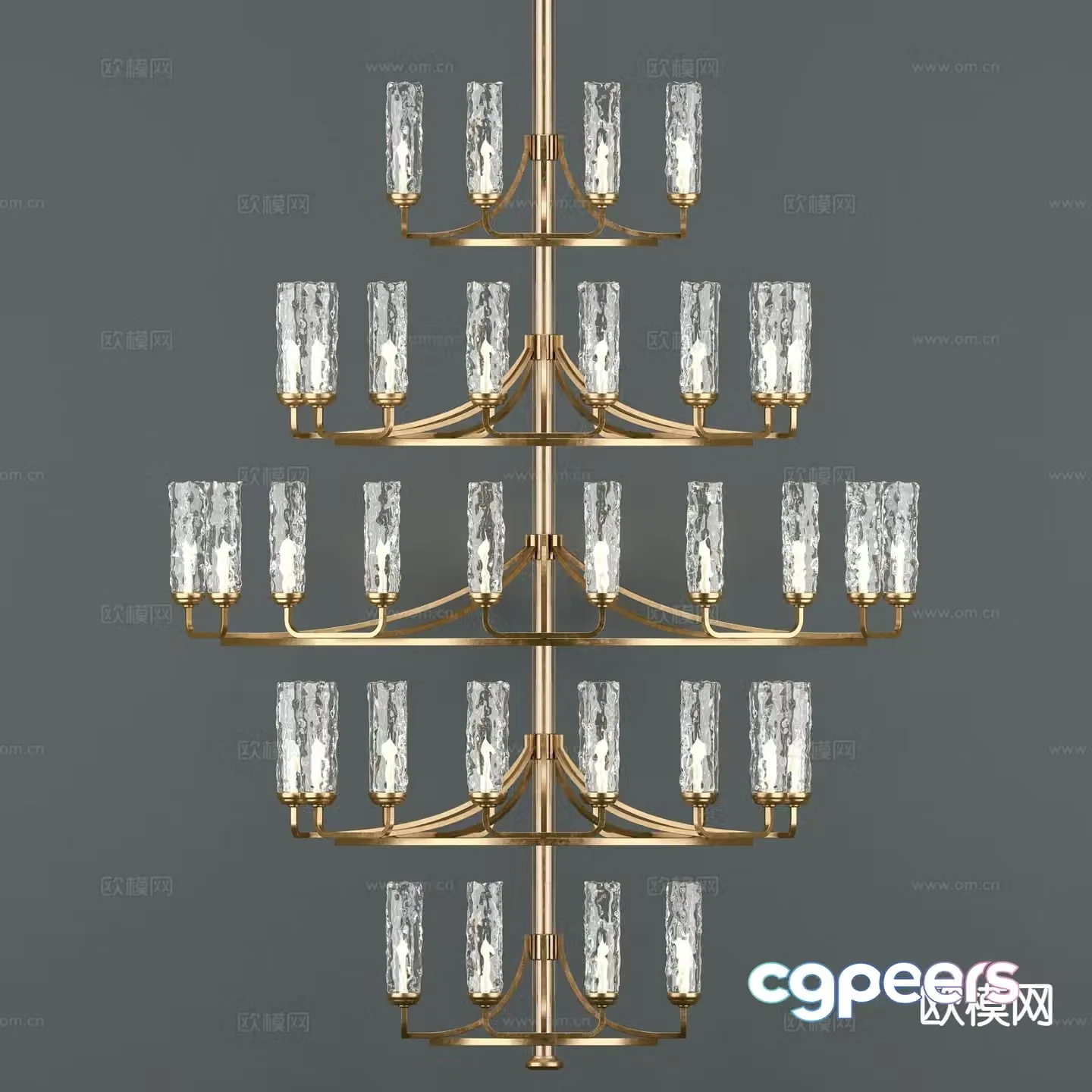 Light luxury multi-head chandelier lobby chandelier 3D model