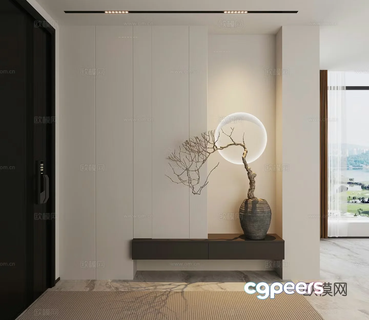 Modern door entrance shoe cabinet 3D model