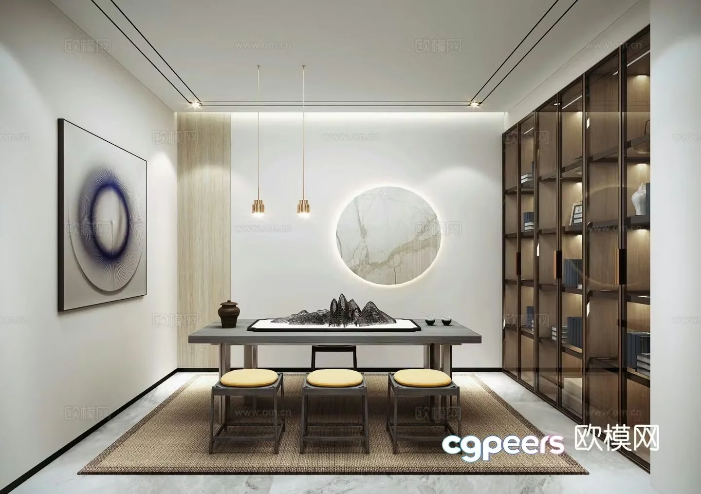 Modern minimalist tea room 3d model