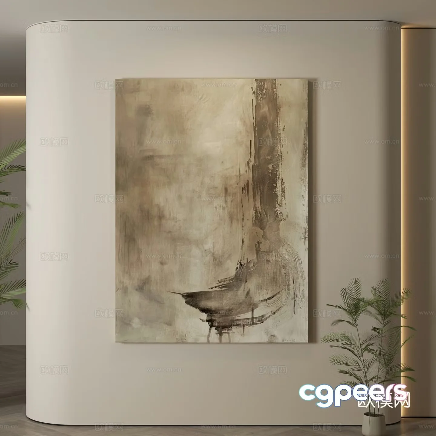 Modern hanging paintings Wasabi wind hanging paintings texture paintings abstract paintings decorative paintings 3D model