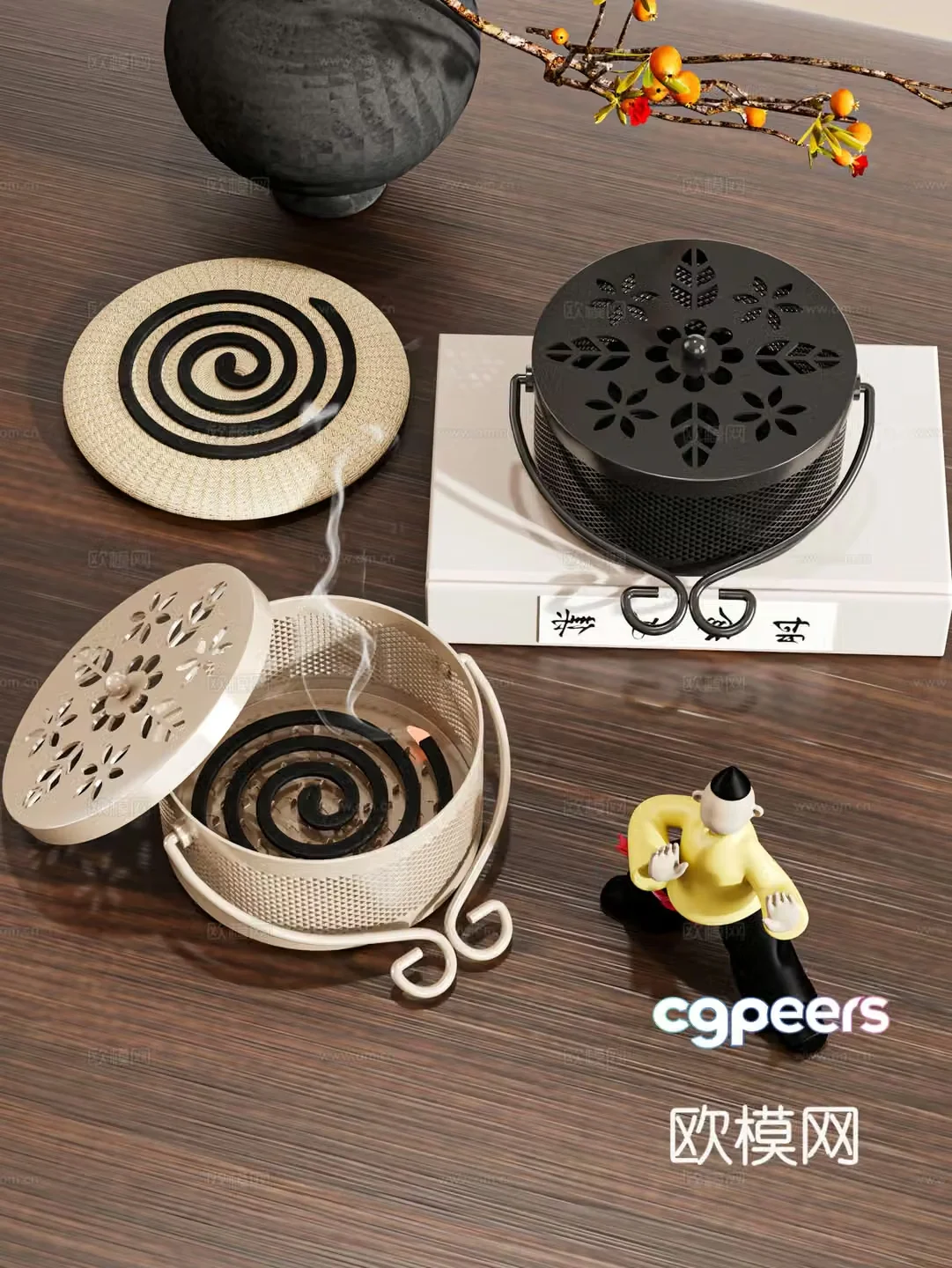 Modern Mosquito coil Mosquito coil box Ornament 3D model
