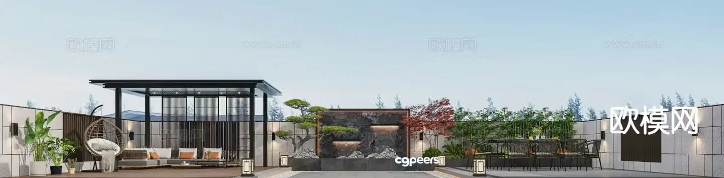 Courtyard landscape garden 3d model