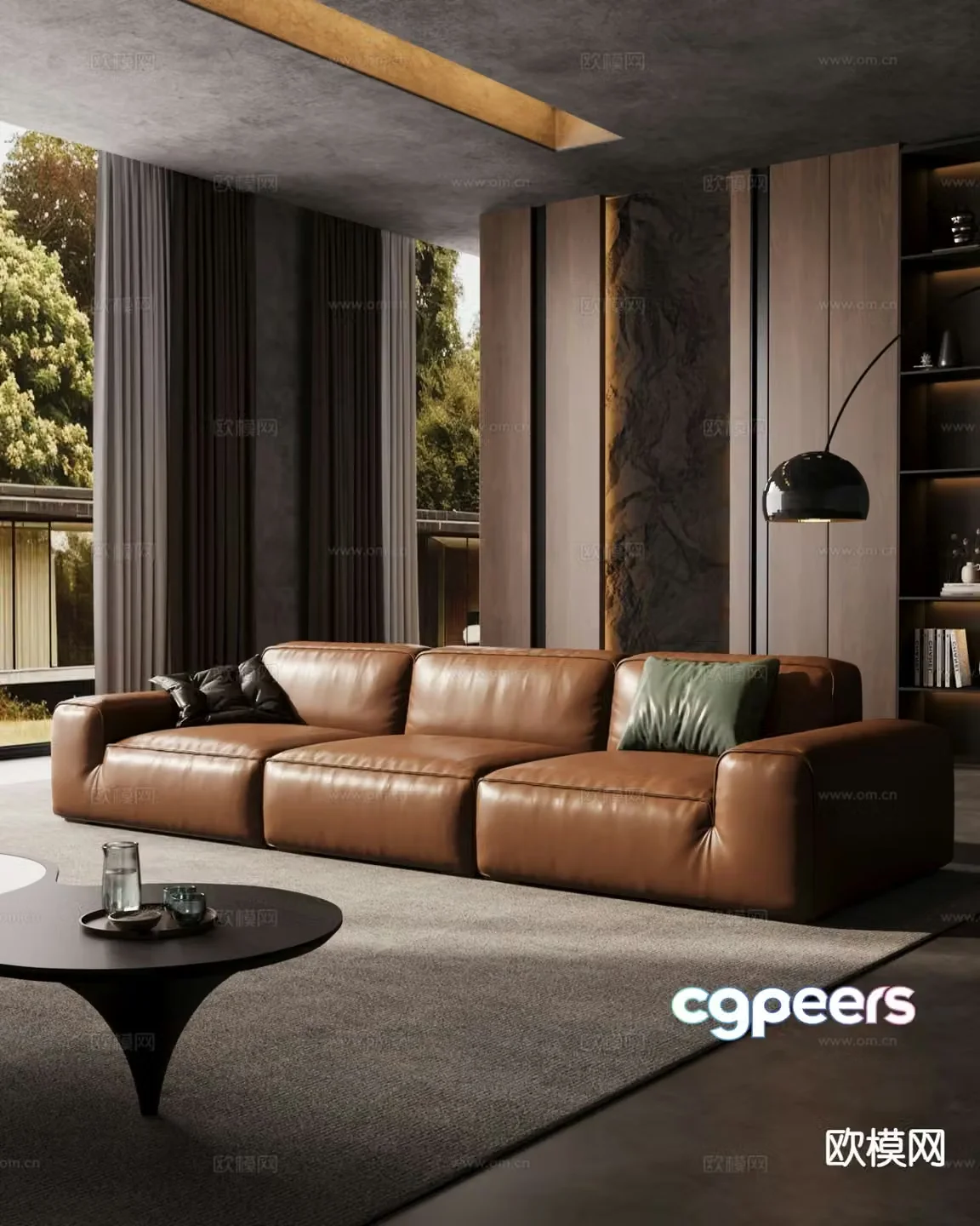 Italian sofa three person sofa leather sofa 3d model