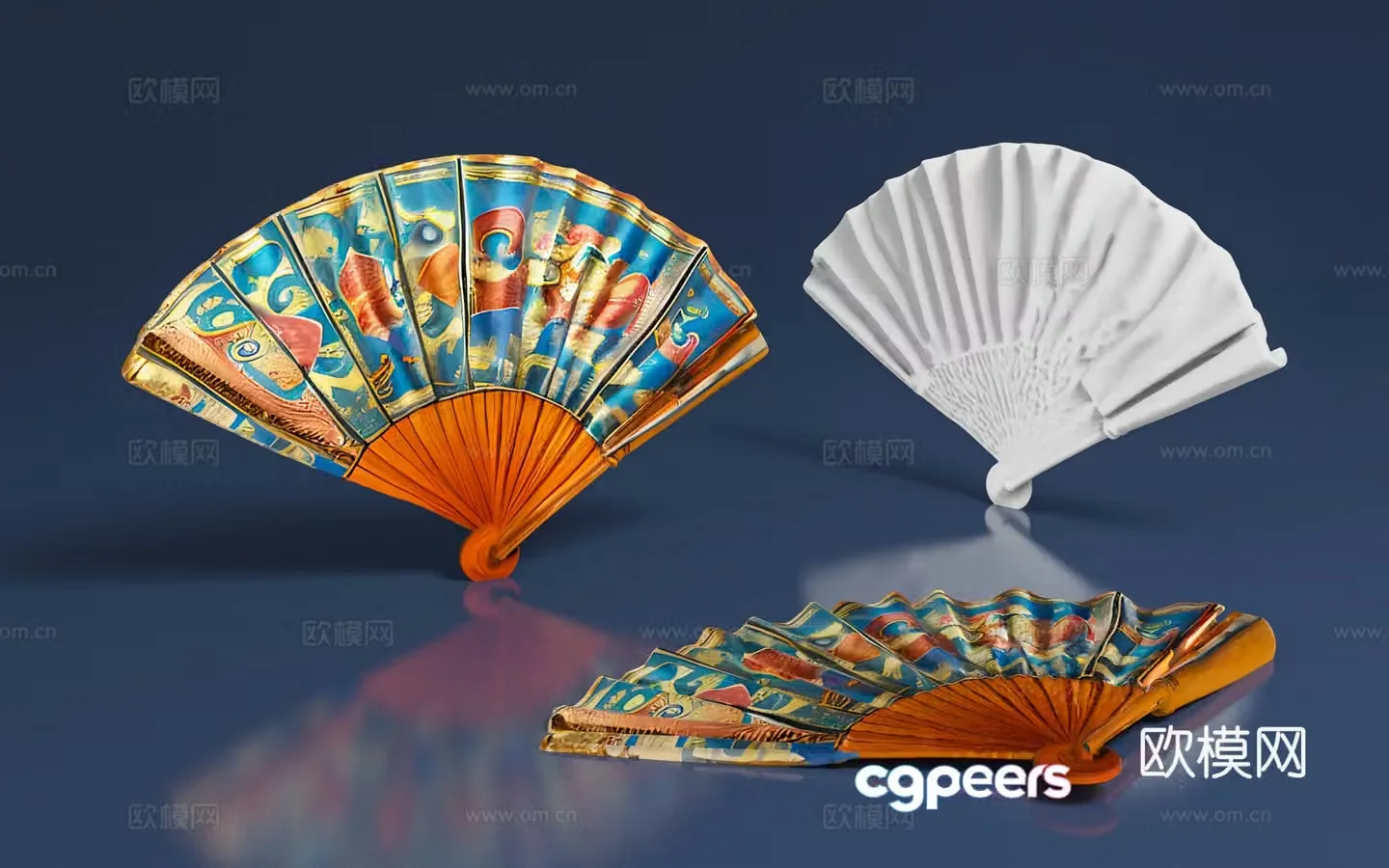 Fan Painting Fan Folding Fan Chinese Ornaments Props Decoration Atmosphere Beauty Style 3D Model