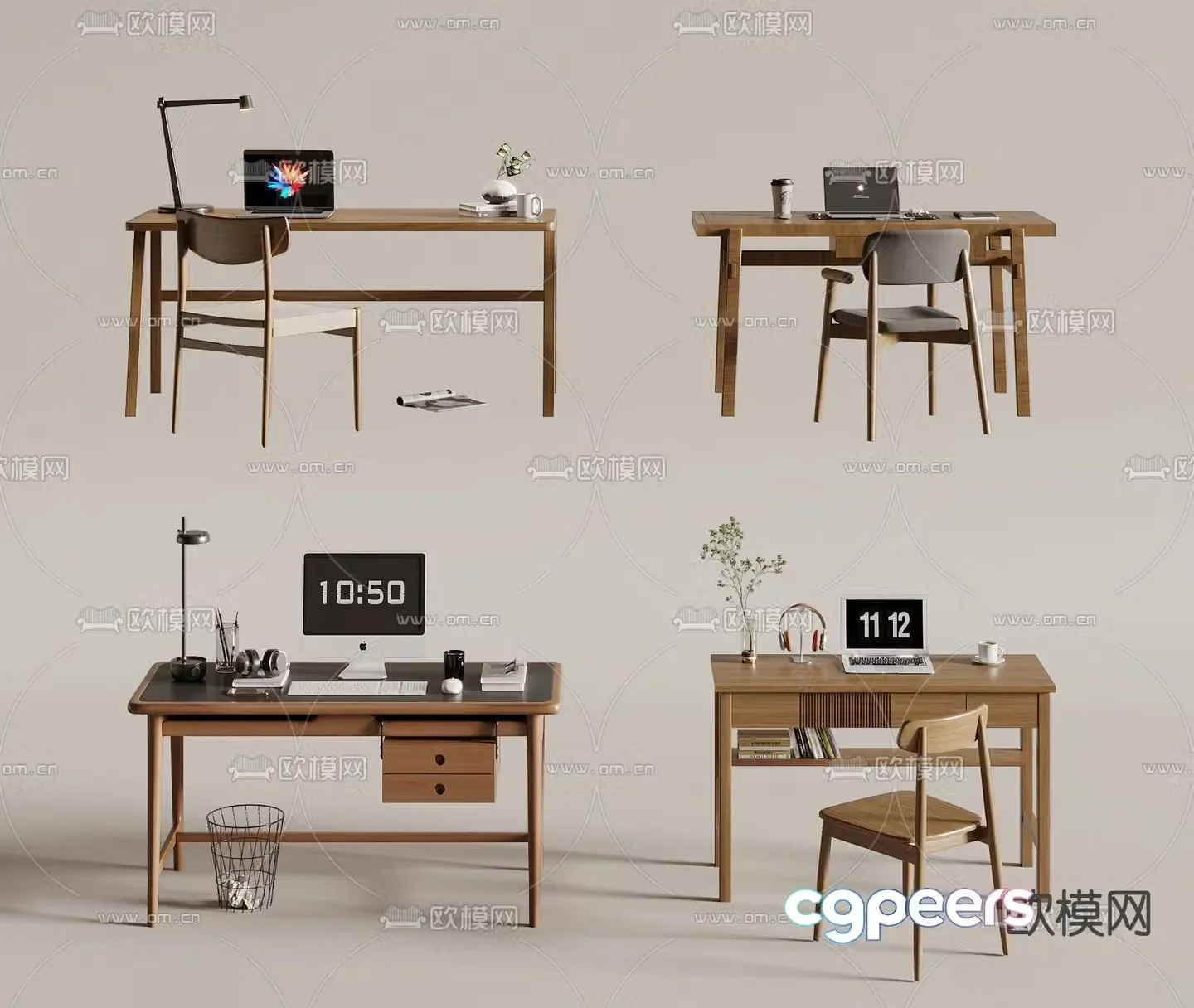 Nordic desk writing desk computer desk 3d model