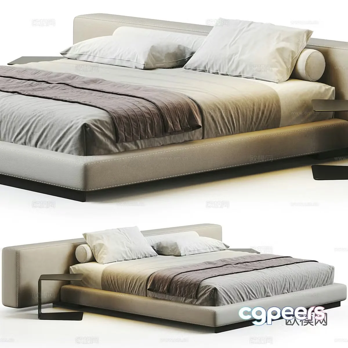 Background double bed 3d model