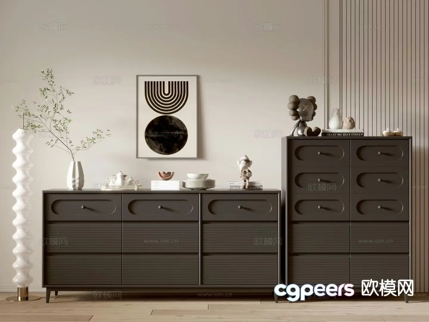 Modern side cabinet chest of drawers 3d model