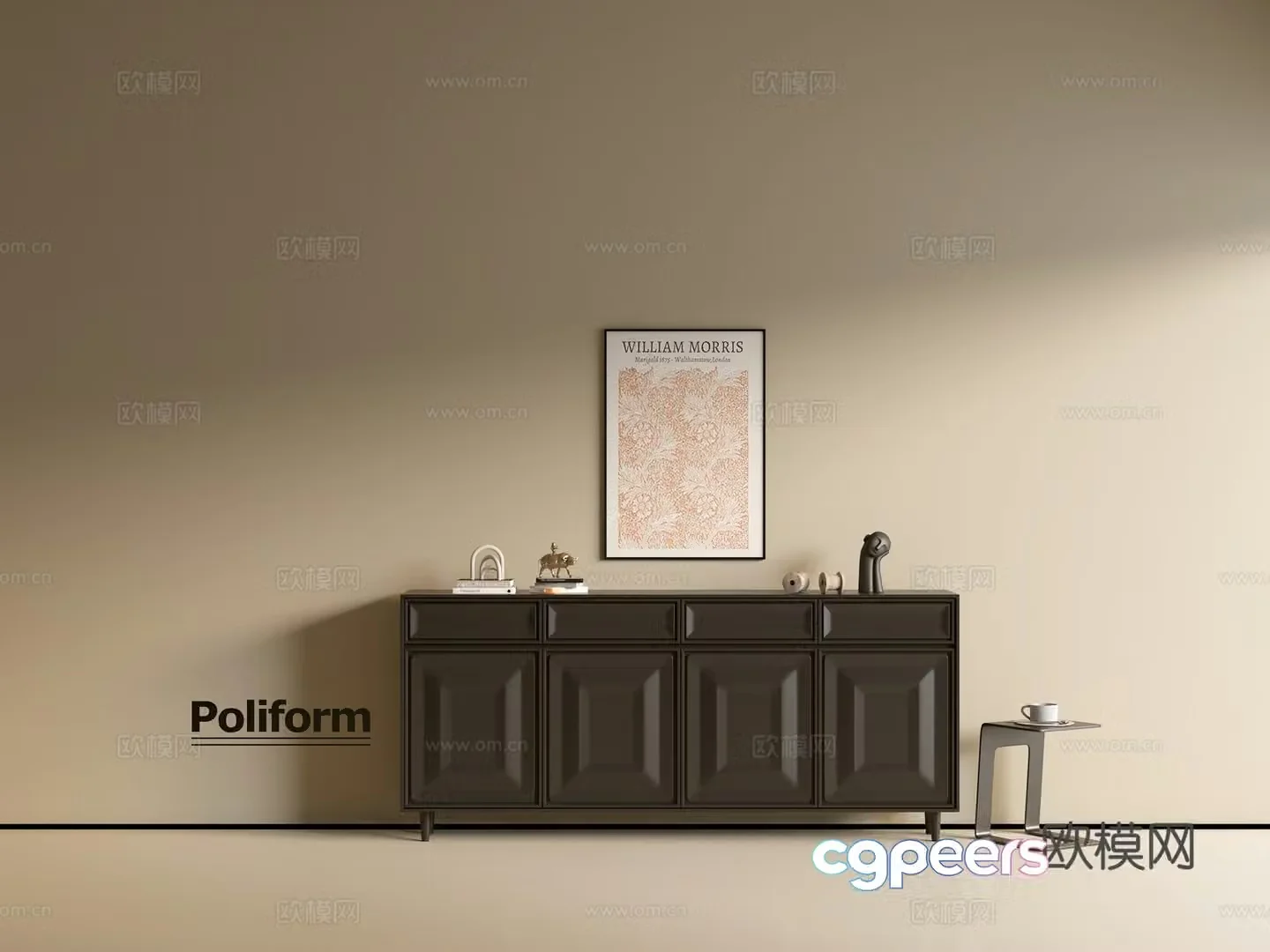 Modern black cabinet ins wind side cabinet chest cabinet low cabinet whole cabinet dining side cabinet balcony cabinet 3d model