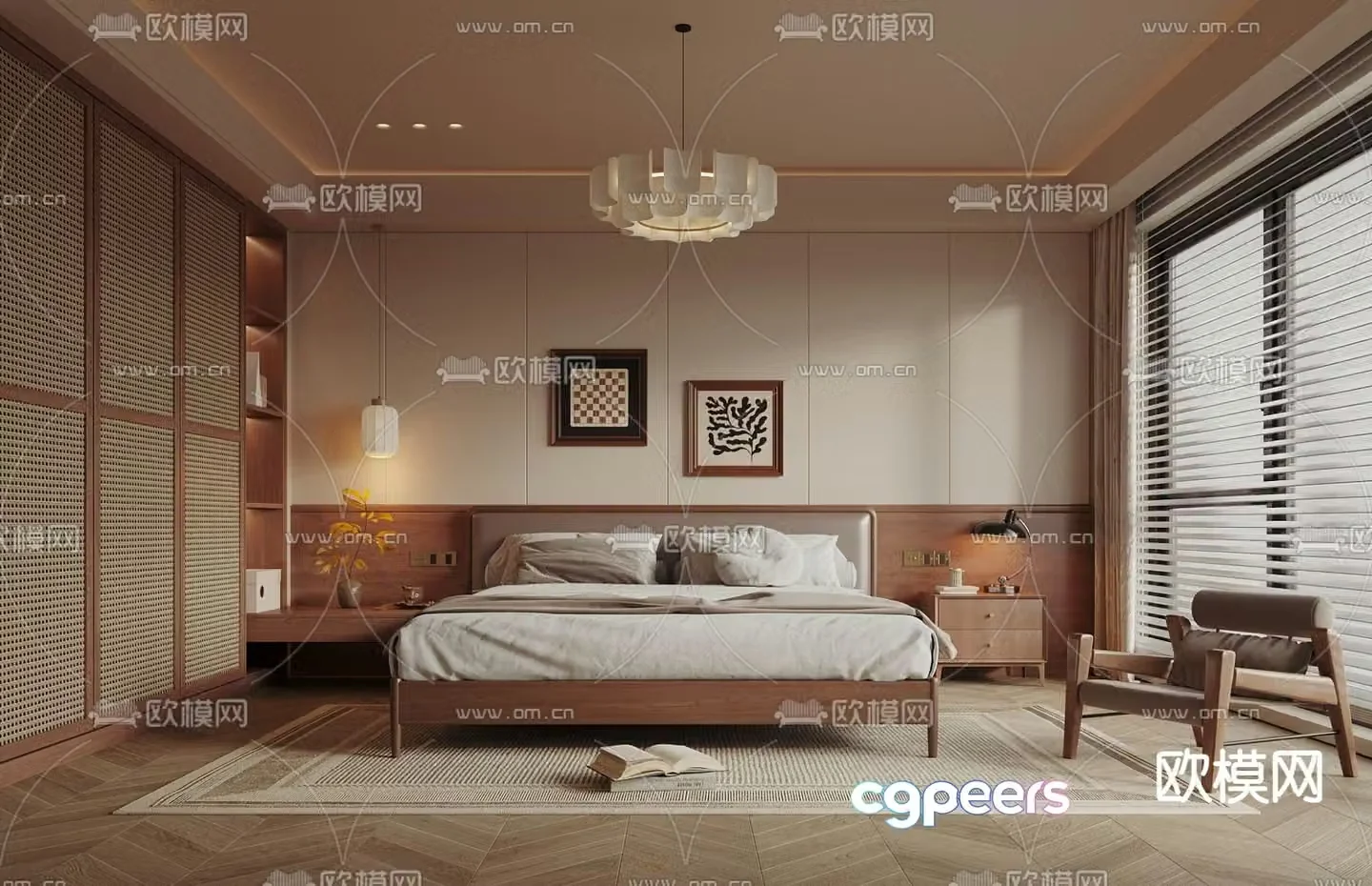 Middle style bedroom master bedroom master room 3d model