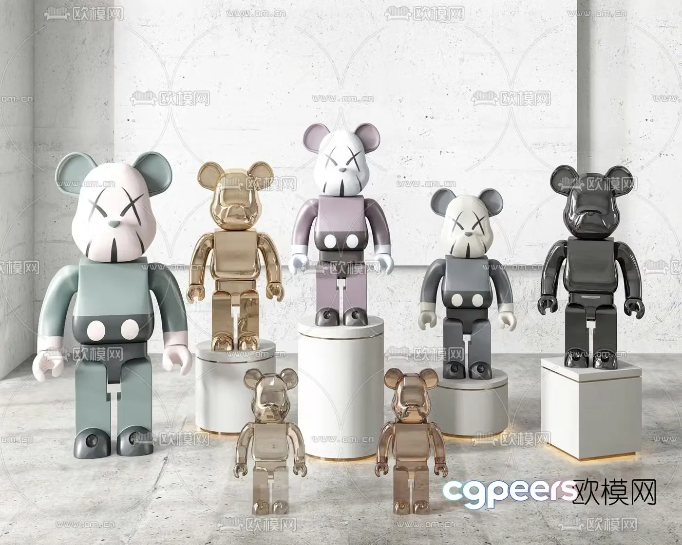 Modern violent bear doll toy ornaments 3D model