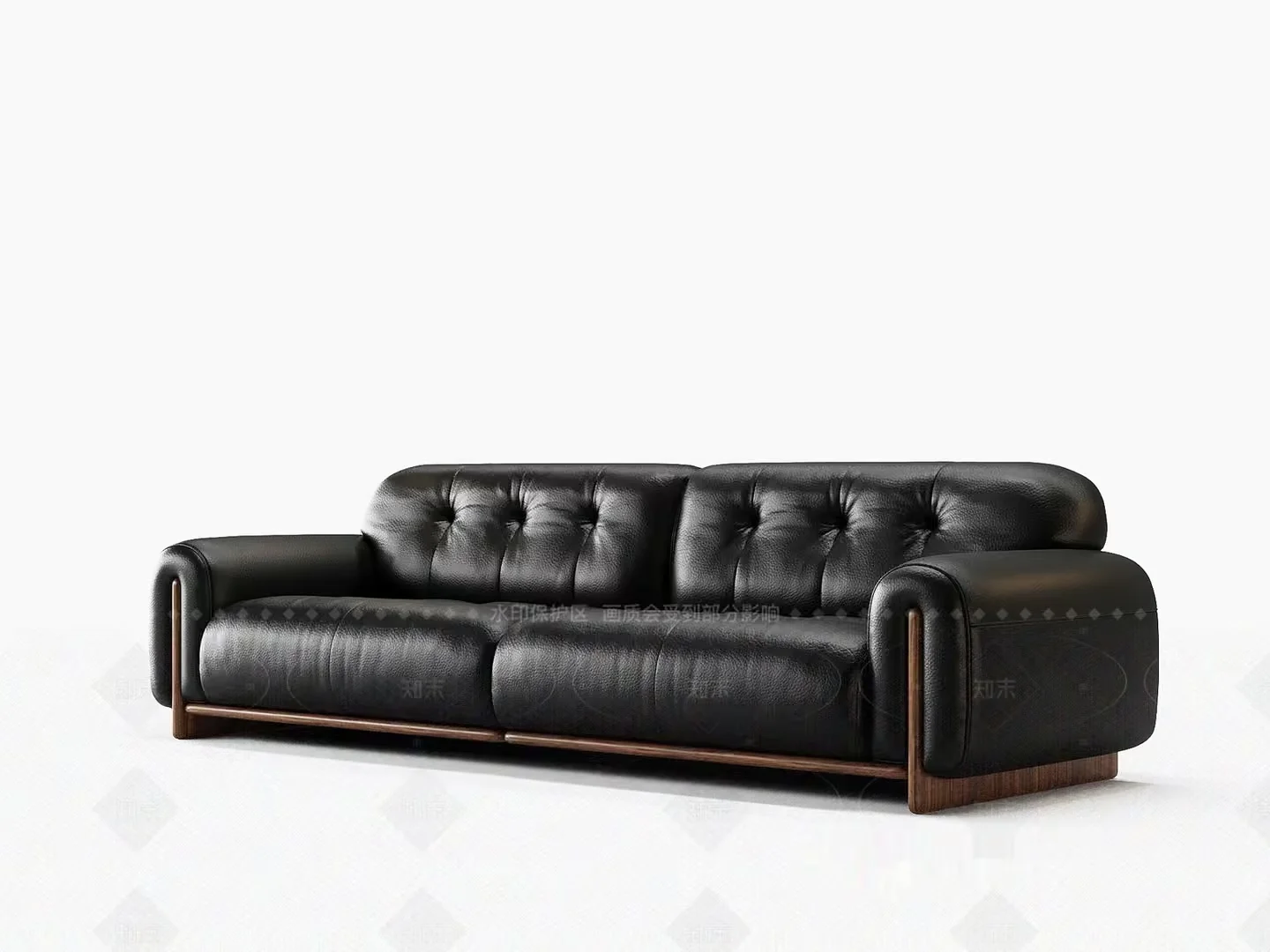 Modern Black Leather Sofa 3D Model – 13214 – CORONA Render
