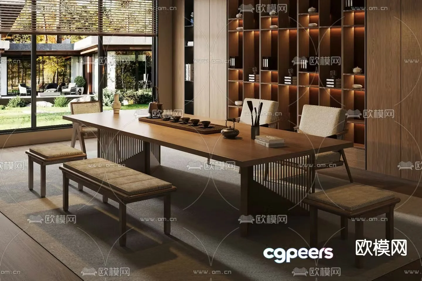 New Chinese style tea table tea table 3d model